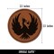 Fire Phoenix Bird Rising Round Iron-On Engraved Faux Leather Patch Applique - 2.5"